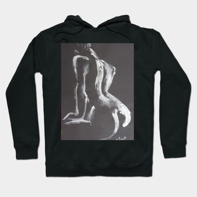 Black And White Back 3 - Female Nude Hoodie by CarmenT